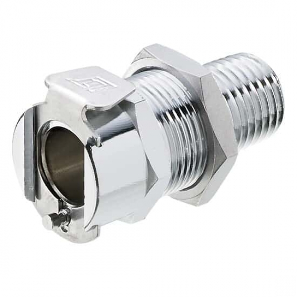 Schnellkupplungskörper, 1/4" NPT, mit Ventil, Schottausführung, Messing verchromt, VPE = 10 Stück