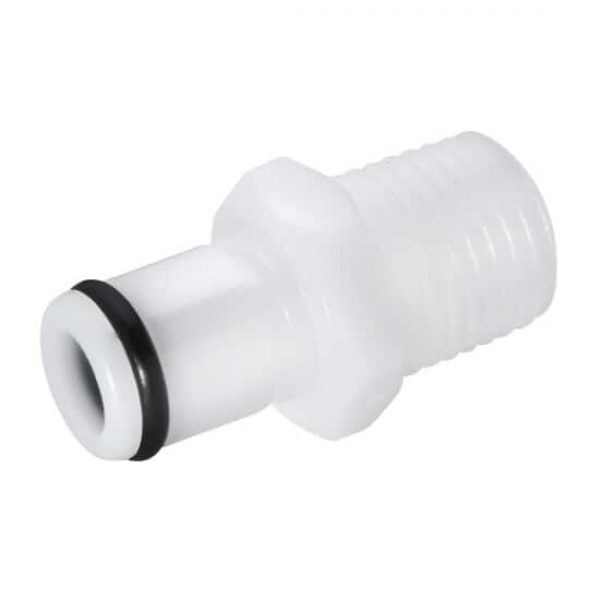 Schnellkupplungsstecker, Acetal, 1/4" NPT AG, ohne Ventil, VPE = 25 Stück