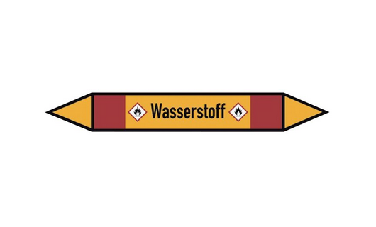 Rohrleitungskennzeichnung, 37 x 270 mm, Wasserstoff (GHS 02), VPE: 5 Stk