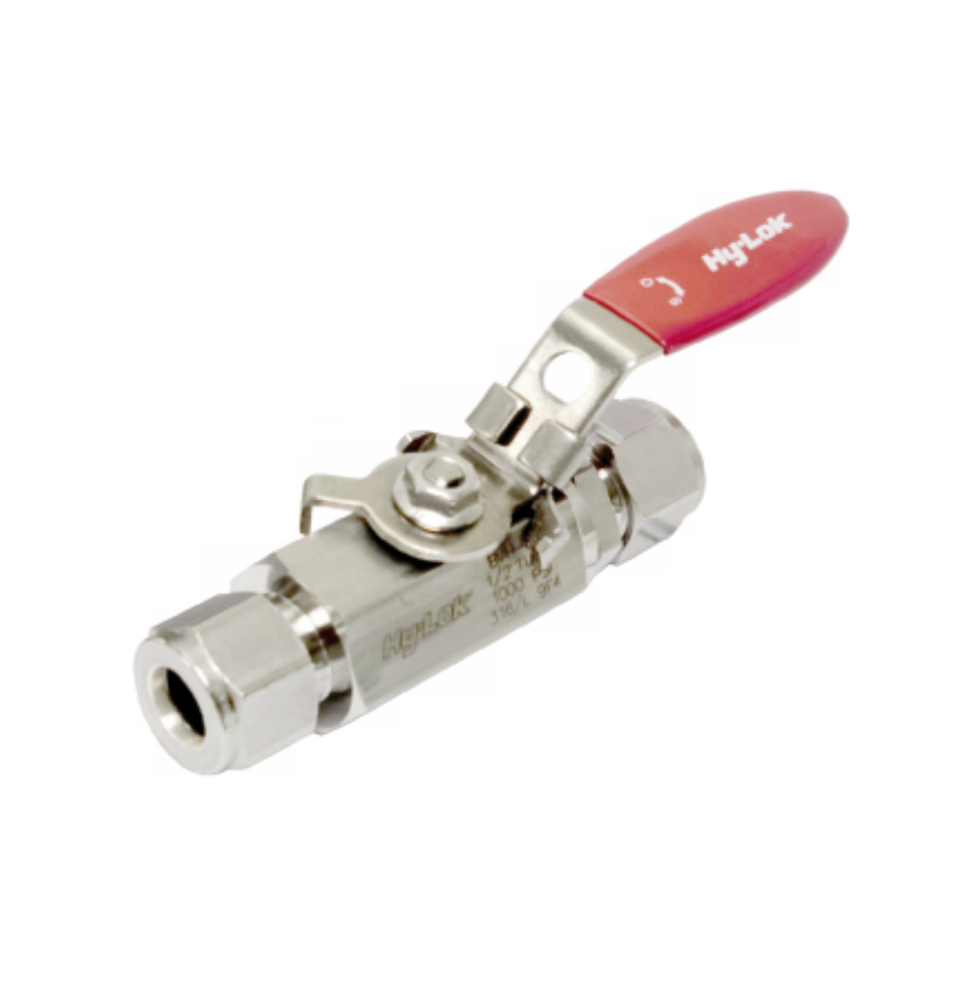 Kugelhahn, Edelstahl, 110-Serie, max.: 69 bar, PTFE, 5,0mm Bohrung, 6mm Klemmring, Lock