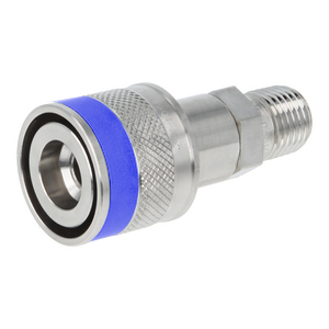 Schnellkupplungskörper 1/4" NPT AG, Edelstahl, blau kodiert