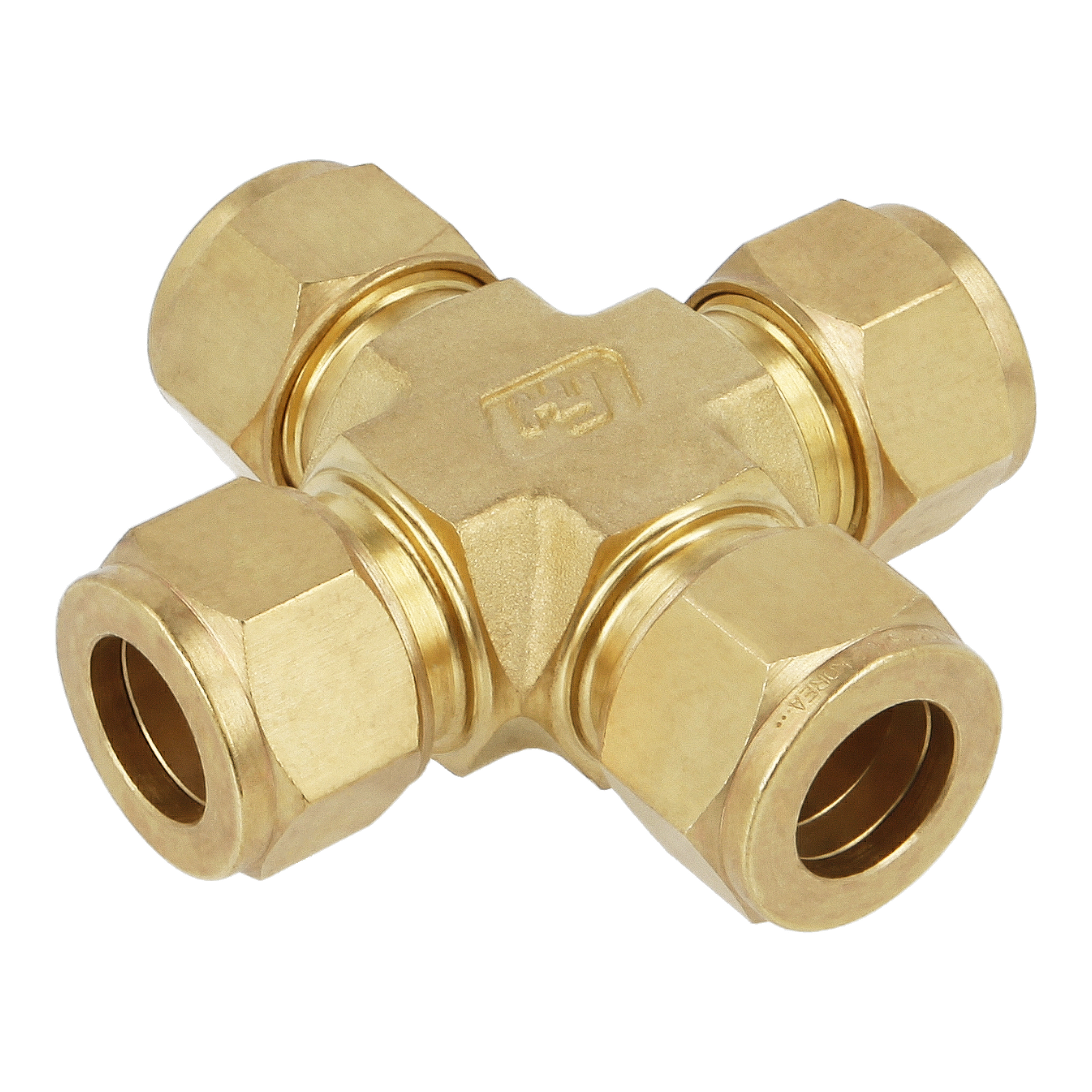 Kreuzstück, Messing, 6mm Klemmring