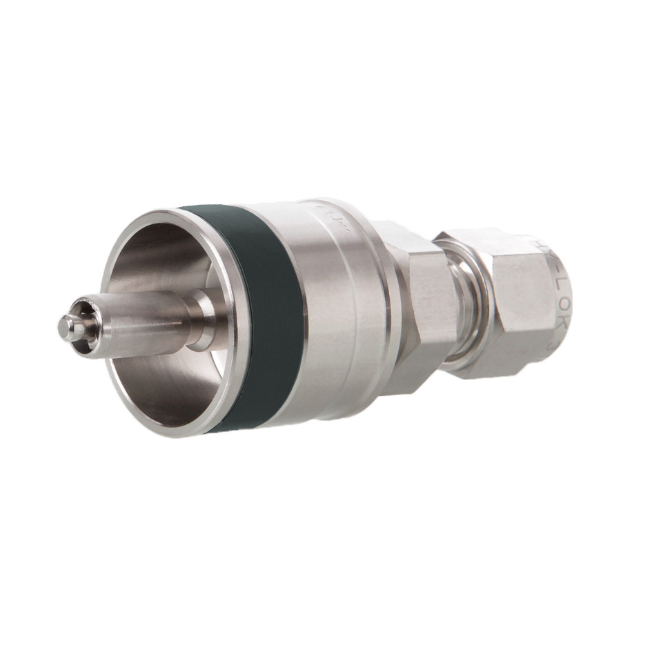 Schnellkupplungsstecker mit Ventil, 6mm Klemmring , Edelstahl, schwarz kodiert