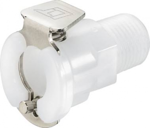 Schnellkupplungskörper, Acetal, 1/4" BSPT, mit Ventil, VPE: 25 Stück