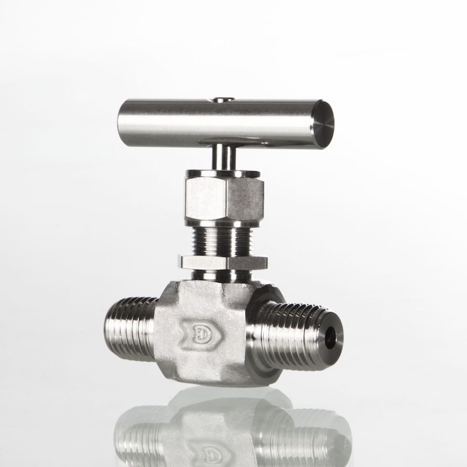 Nadelventil, Edelstahl,    NV-Serie, max.: 340 bar,PTFE, 2mm Bohrung, 1/8"NPT AG