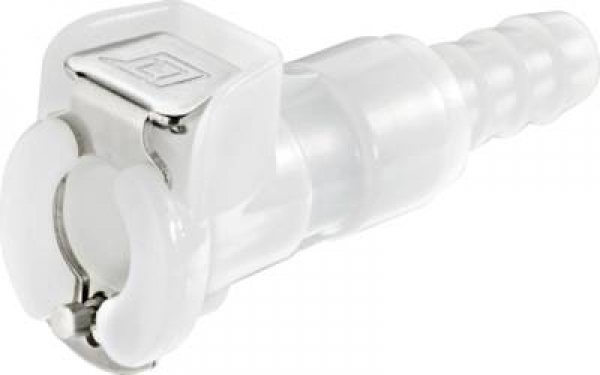 Schnellkupplungskörper, Acetal, 1/8" Schlauchtülle, mit Ventil, Viton Dichtung, Sonderartikel, Schottausführung, VPE: 25 Stück